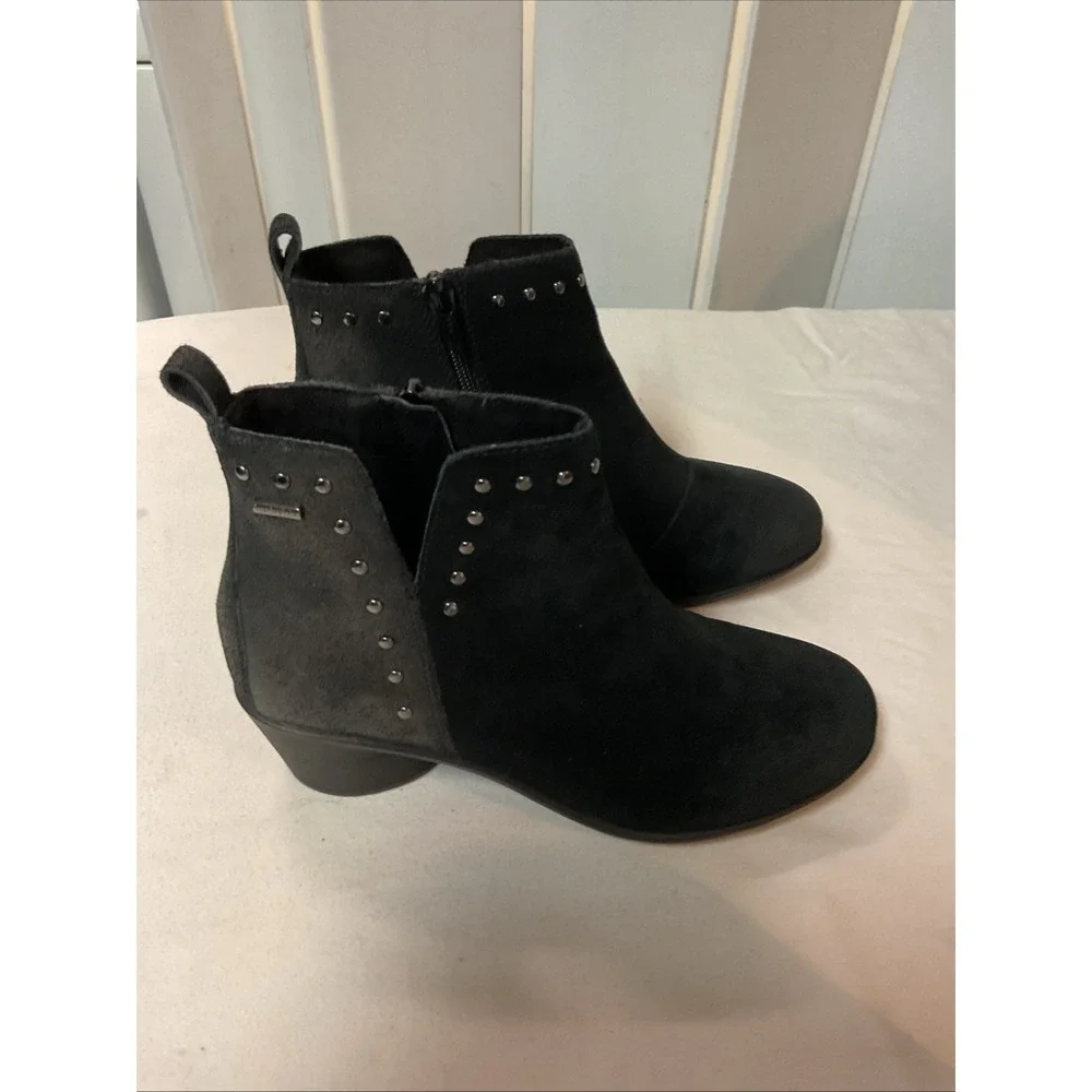 Suede Black Boots Womens‎ Sz 6 (37) Dry Tex Waterproof Pull On Side Zip Leather